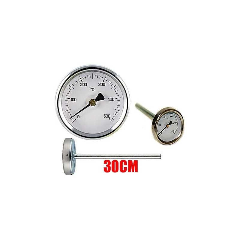 TERMOMETRO FORNI A LEGNA - BARBECUE E FUMI 0 - 500GR con sonda rigida da 30 cm - - UNIVERSALE