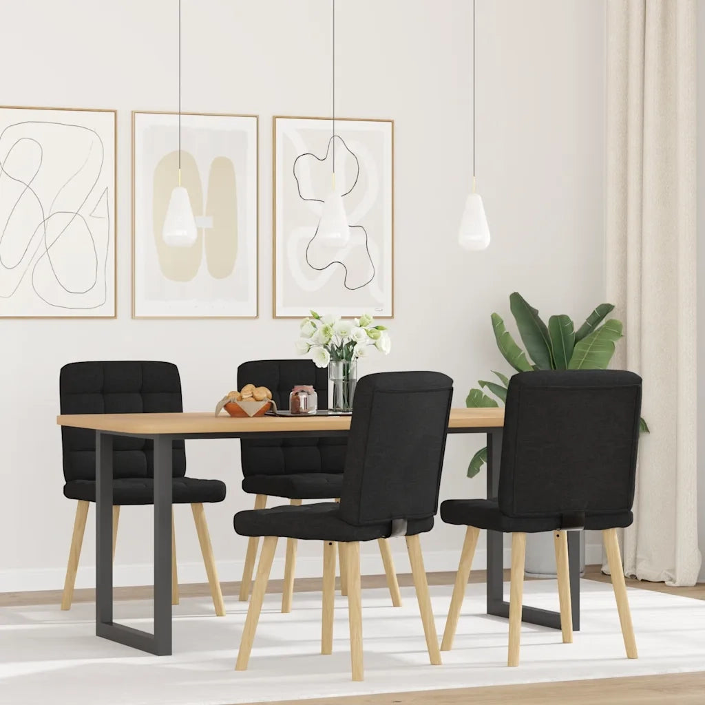 Sedie da Pranzo 4 pz | Sedie da cucina Nere in Tessuto