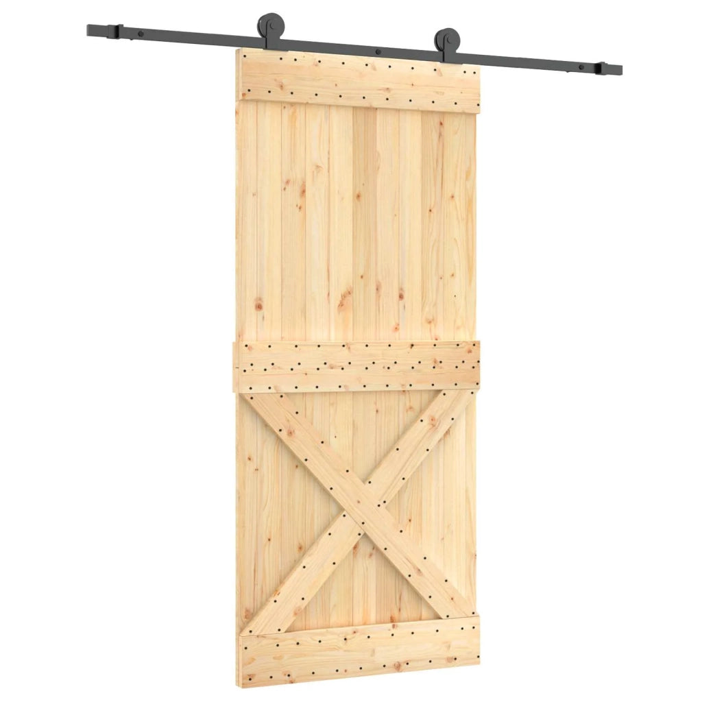 Porta scorrevole Naturale e Nero 90 x 210 cm 3445001