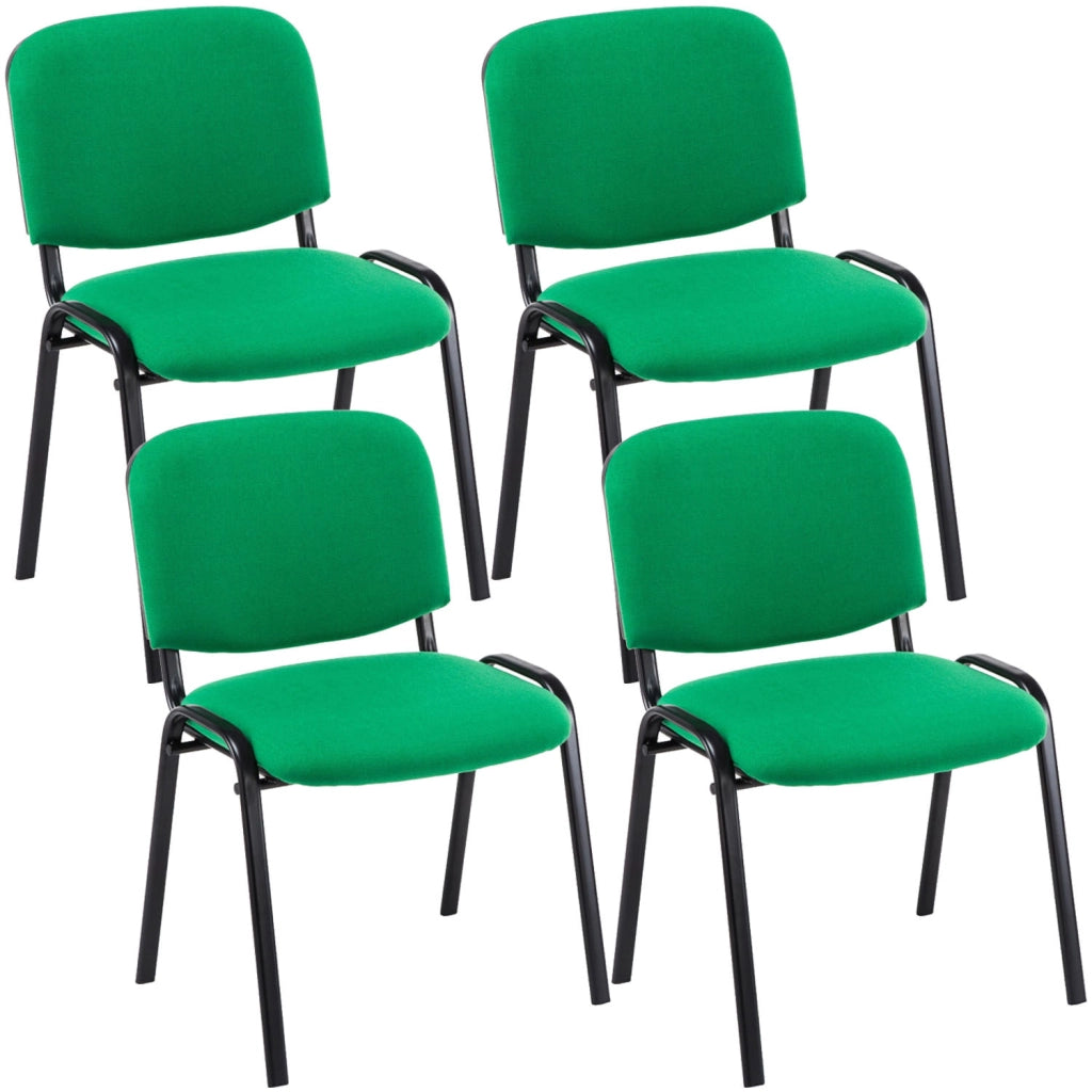 Set 4 Sedie Ufficio Visitatore Ken Imbottite In Tessuto verde
