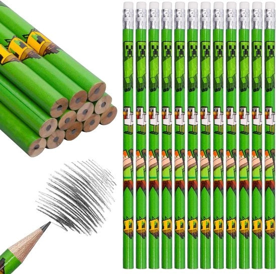 Set di matite 24 pezzi HB per giochi e scuola - regalo per festa di compleanno bambino - matite in legno con design di videogiochi - materiali scolastici