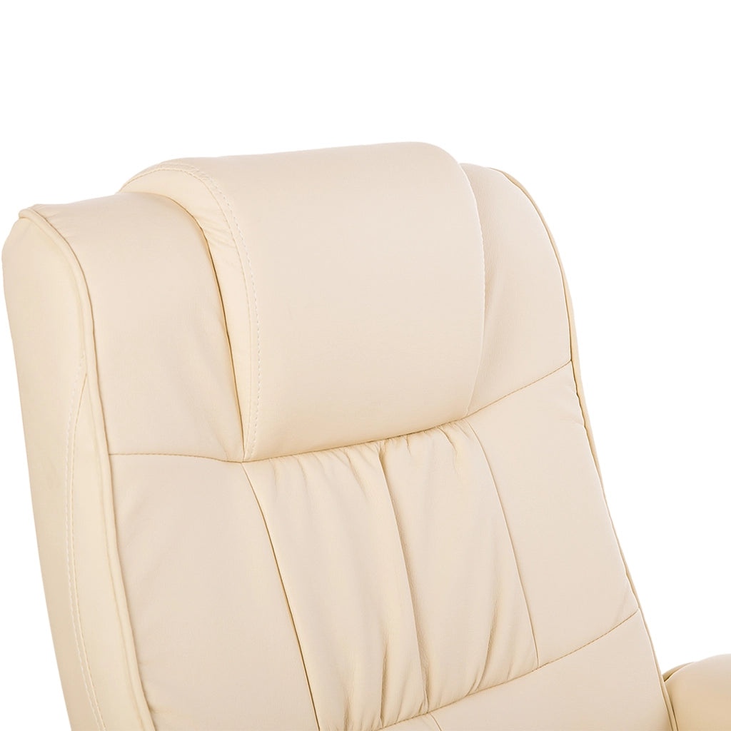 Poltrona Massaggiante Elettrica Reclinabile Girevole con Poggiapiedi ¨C Zephmum ¨C Beige Tessuto