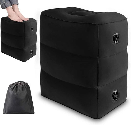 Cuscino di Supporto Inflabile per Piedi per Viaggio in Aereo, Auto e Ufficio - Cuscino da Viaggio Portatile