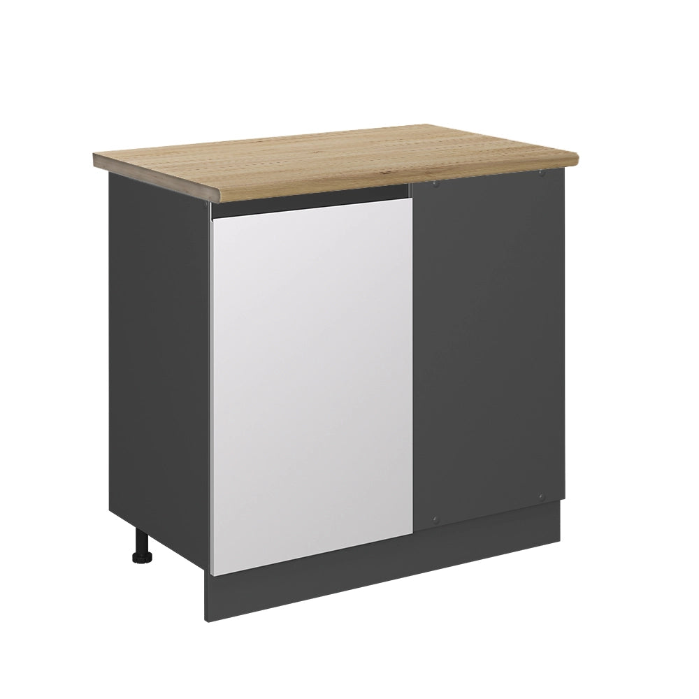 Mobile ad angolo cucina R-Line Bianco/Antracite 86 cm J-Shape, PL Rovere Vicco