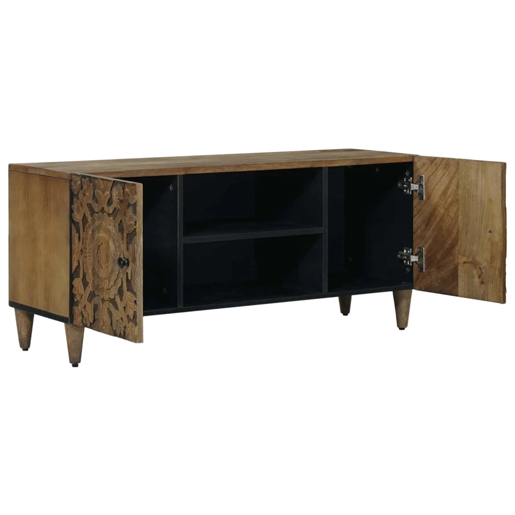 Mobile TV Marrone 105 x 33,5 x 46 cm Legno di mango massello
