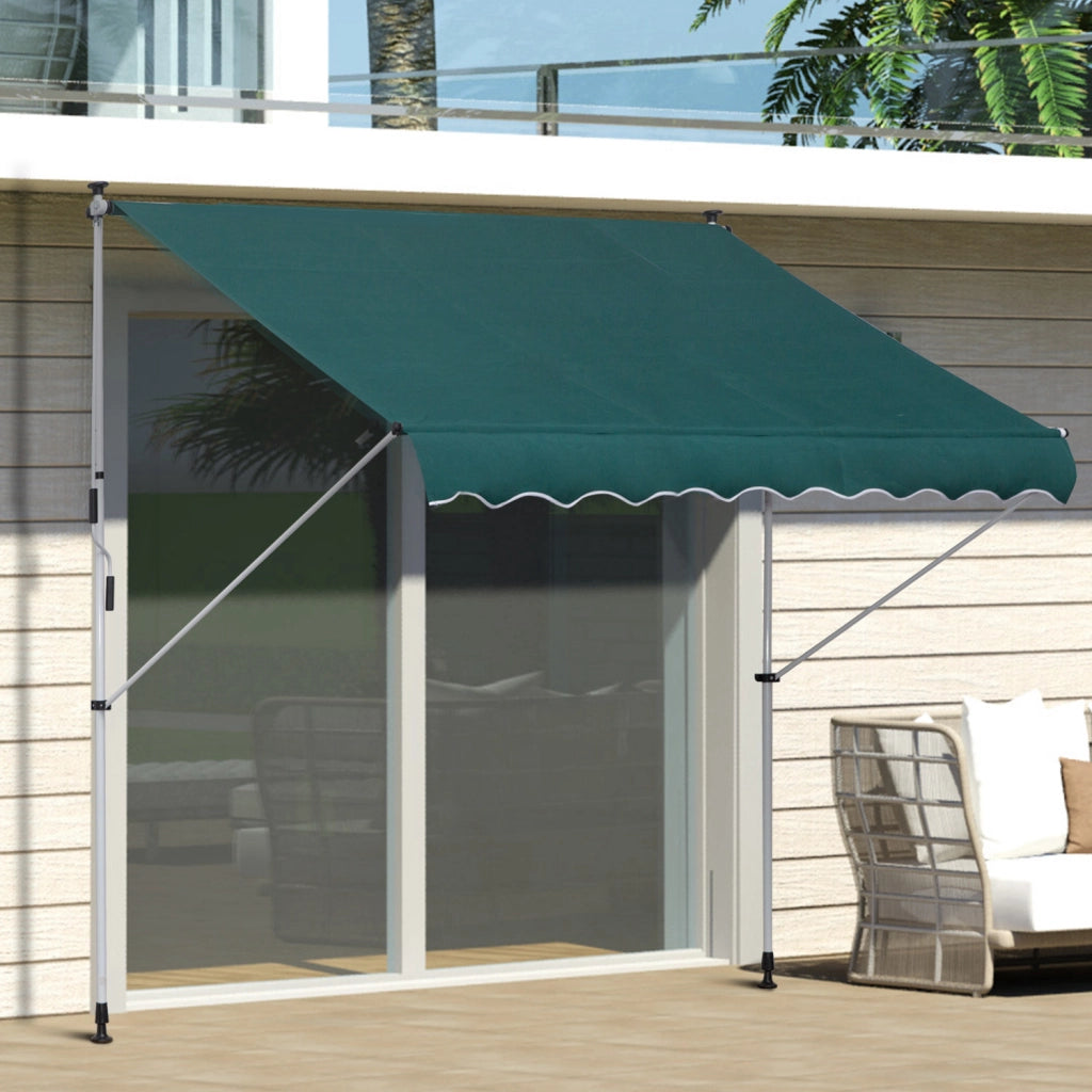 Toldo Manuale Retrattile per Balcone e Terrazzo ¨C zephmum ¨C Verde 200x150x170-280 cm
