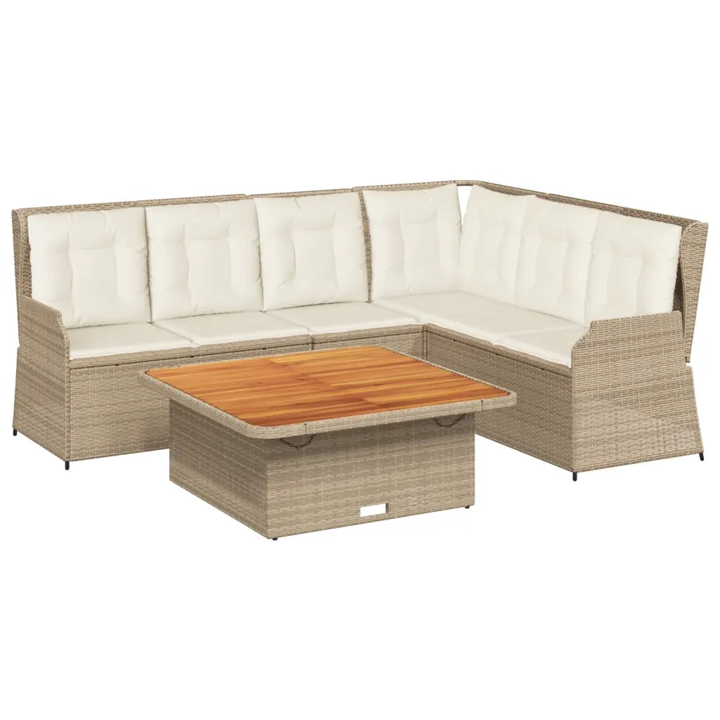vidaXL Set Divani da Giardino 5 pz con Cuscini in Polyrattan Beige