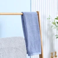 kleankin Portasciugamani Bagno Multiuso Pieghevole con 3 Barre e 3 Ripiani, 53x30.5x152 cm, Legno Naturale