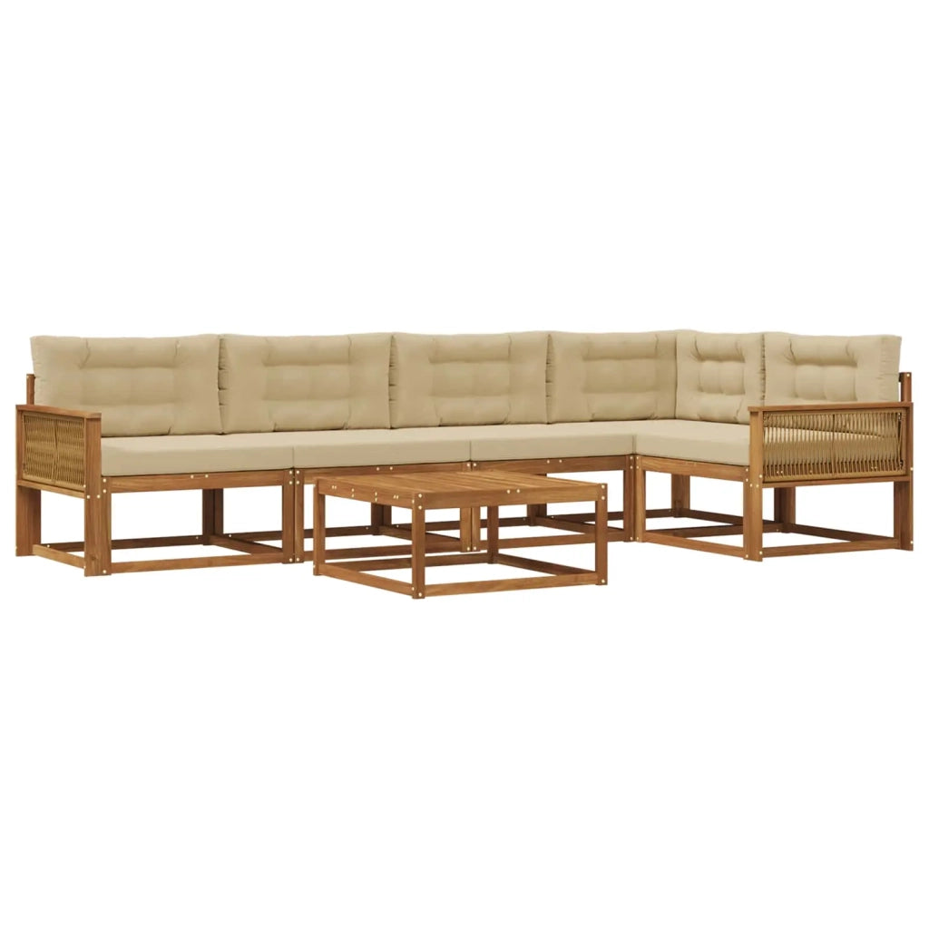 Set di divani da esterno con cuscino 6 pcs Naturale e Beige 3382591