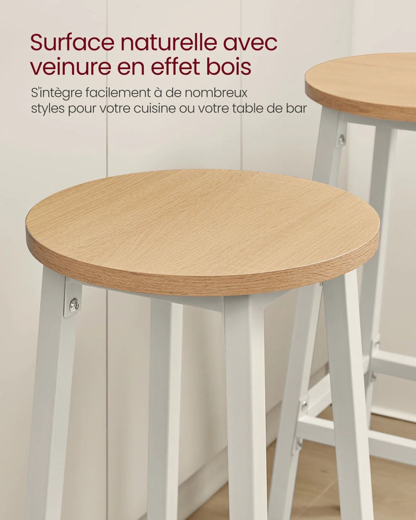Set di 2 sgabelli da bar seduta alta struttura in metallo facile da montare altezza 74 cm poggiapiedi per cucina soggiorno sala da pranzo beige 12_0007752