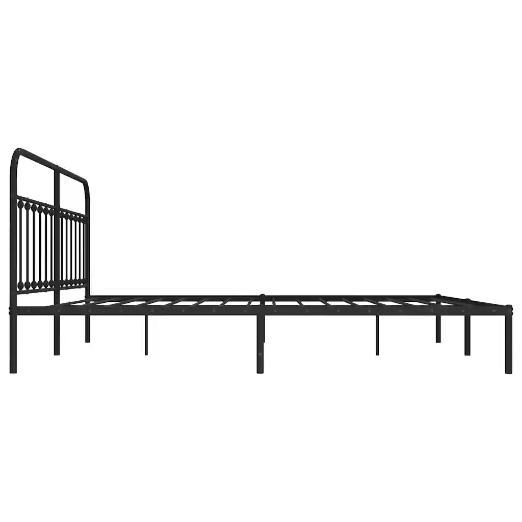 Letto matrimoniale | Letto per adulti | Giroletto con Testiera in Metallo Nero 200x200 cm