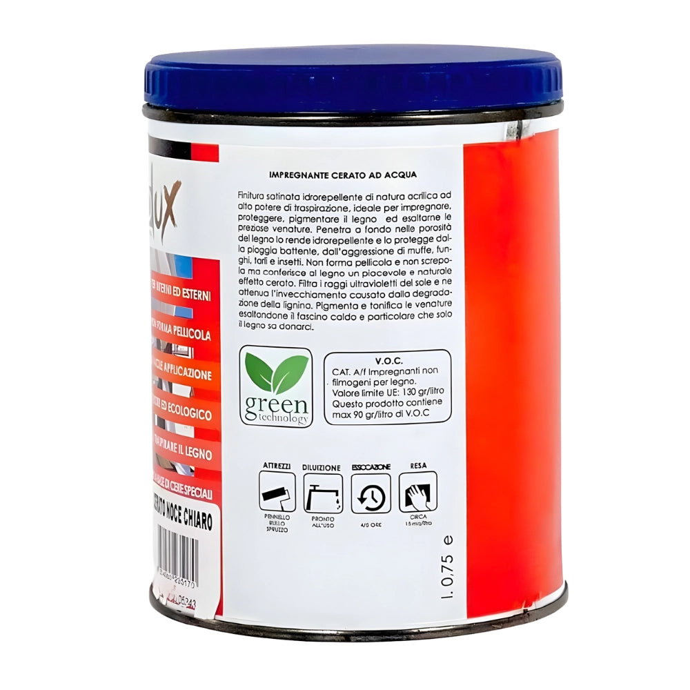 Ecolux impregnante noce chiaro cerato fondo protettivo legno *** formato 2.5 lt, confezione 1