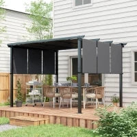 Gazebo Pergola 3x3.5 m con 3 Tettucci Regolabili in Acciaio e Poliestere Anti UV, Grigio