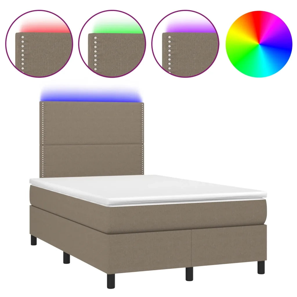 Letto a Molle con Materasso e LED Tortora 120x190 cm in Tessuto 3270194