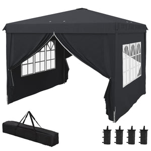 Gazebo Pieghevole 3x3m in Metallo Grigio