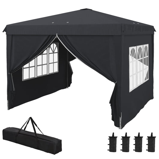 Gazebo Pieghevole 3x3m in Metallo Grigio
