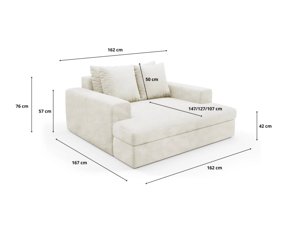 Comazzo, Divano Fisso 2 Posti Cuscini Sfoderabili, 162x167x86h cm Bianco Crema