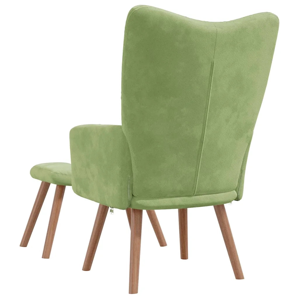 Divano Sedia-Poltrona Relax con Poggiapiedi Verde Chiaro in Velluto 365099