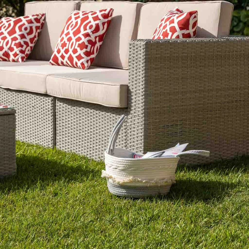 Cesto in corda intrecciata bianca 40x30x18h