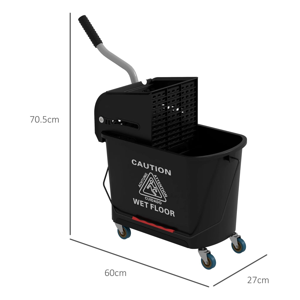 Carrello Pulizie con Secchio da 20 L e Strizzatore 60x27x70.5 cm Nero