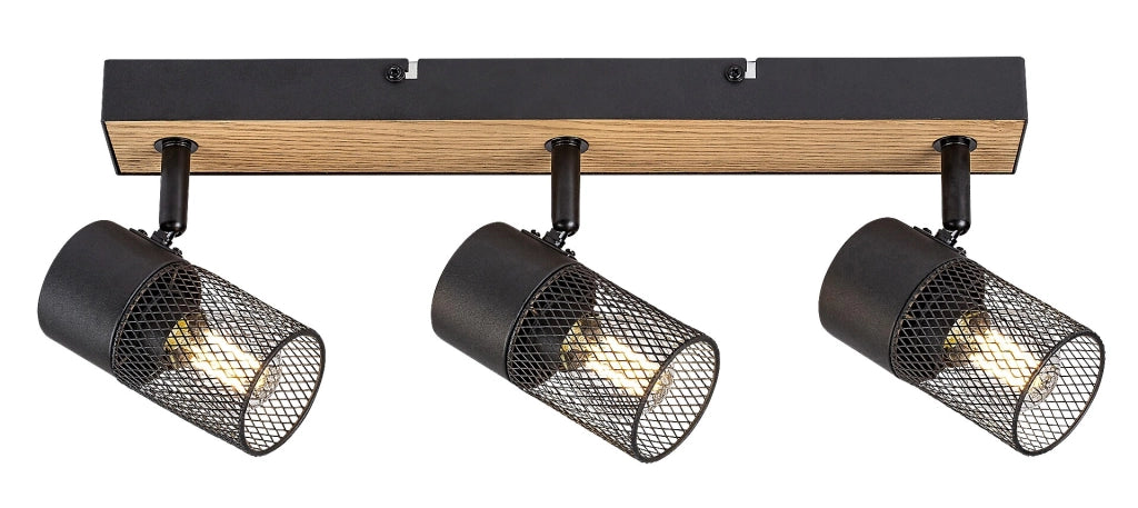 Barra faretti Metta Rabalux rovere/nero 3xE14 40W IP20