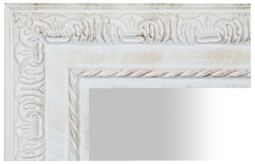 Biscottini Specchio Specchiera da parete e appendere verticale/orizzontale L35xPR4xH82 cm finitura bianco anticato.
