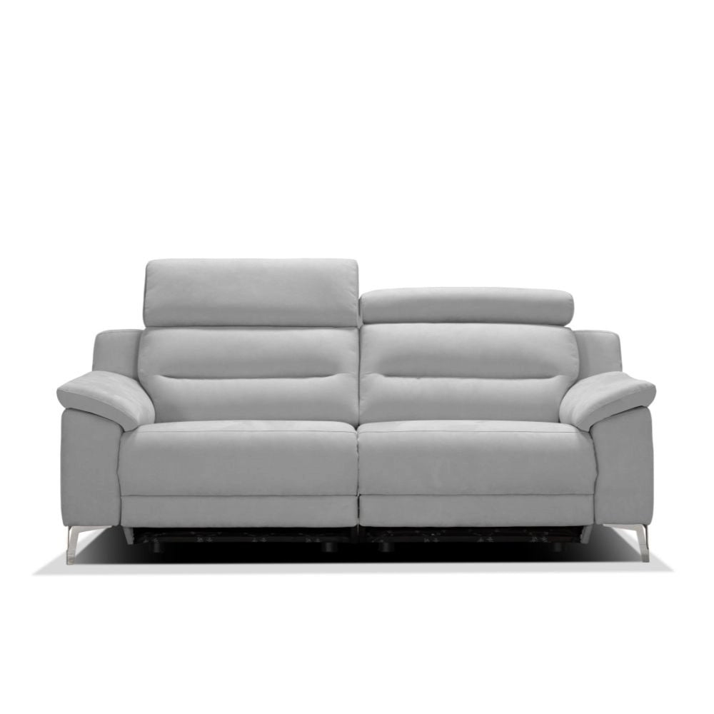 Divani Egeo 3 posti con 2 recliner elettrici in tessuto Munich 38 grigio