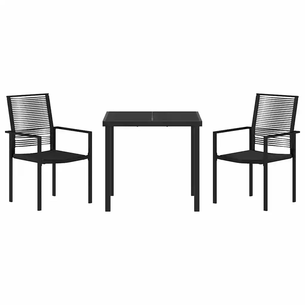 Set da Pranzo per Giardino 3 pcs Nero