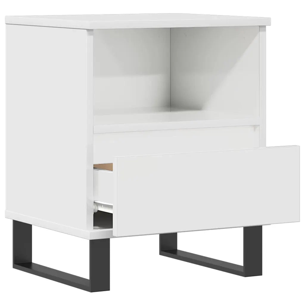 Comodino Bianco Lucido 40x35x50 cm in Legno Multistrato 830640
