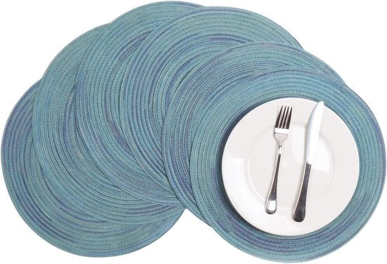 Set di 6 piatti di posa rotondi, anti-slip, termoresistente, lavabile, piatti di posa per cucina, tavolo da pranzo, colorati, blu, 38 cm, 38 cm