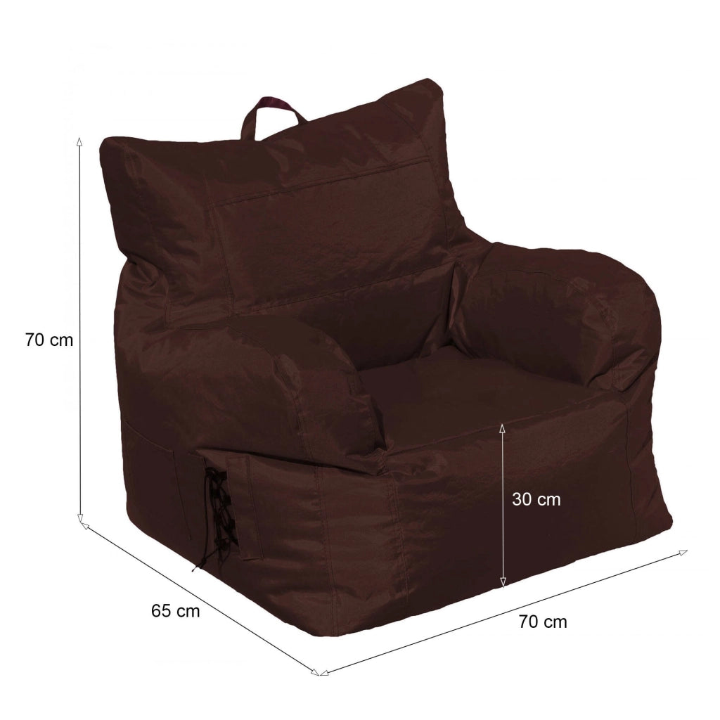 Poltrona imbottita con Ossidiana, colore marrone, Misure 80 x 80 x 80 cm