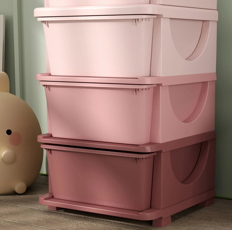 mobile contenitore per bambini 37x37x76 cm rosa – 4 cassetti, senza montaggio