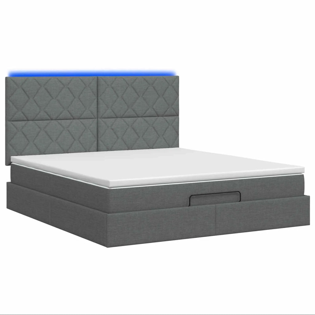 Letto Ottomano con Materasso e LED Grigio Scuro 140 x 200 cm 3458160