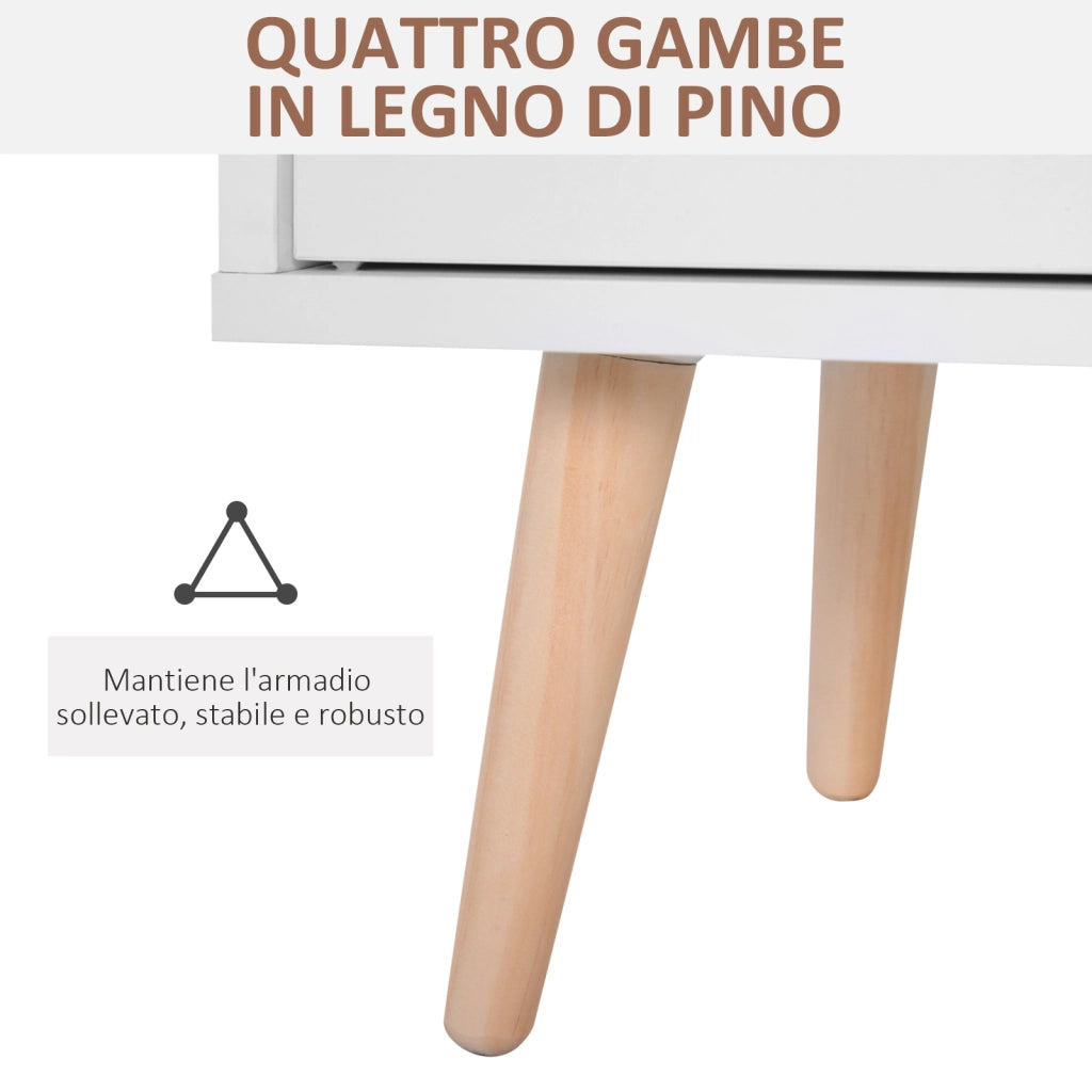 EasyComfort Credenza Moderna con Armadietto e Cassetto, Mobile Multiuso in Legno per Cucina e Salotto, 80 x 29.5 x 96cm Bianco
