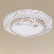 Trade Shop - Plafoniera Da Soffitto 65w ø50cm Led Design A Strati Cristalli Fiori Luce Fredda 08220 -