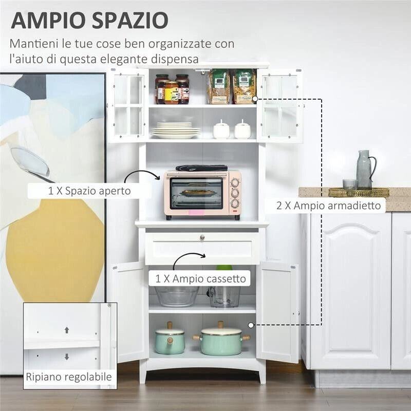 MOBILE ALTO CON 2 ANTE E RIPIANI REGOLABILI 68.6X40X164CM BIANCO