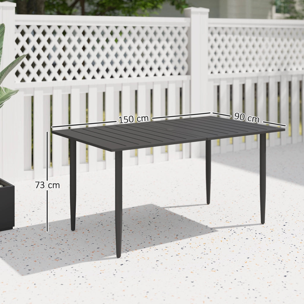 Tavolo da giardino ¨C Minimal ¨C 150x90cm nero in acciaio con foro per ombrellone