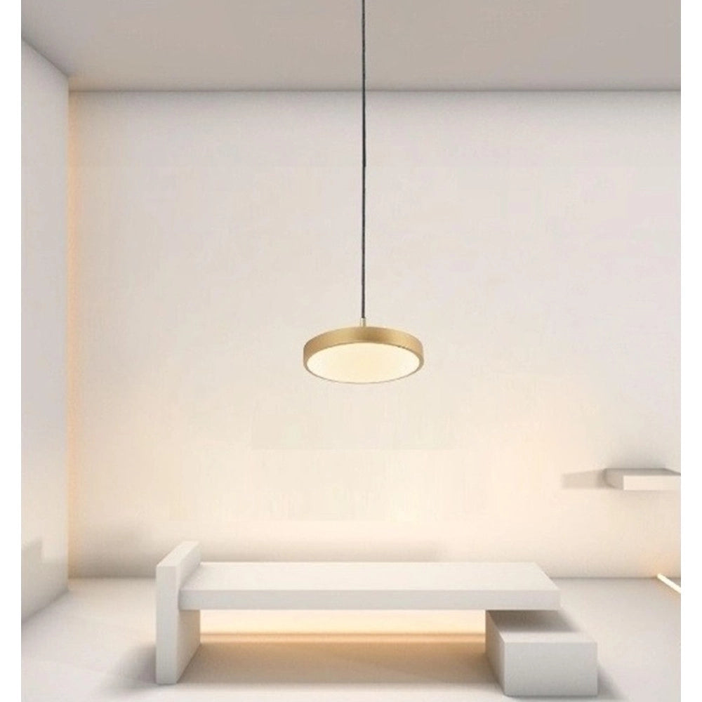 Trade Shop - Lampadario A Sospensione Led 40w Oro Cerchio Tondo Moderno Minimal Luce 4000k 32910 -