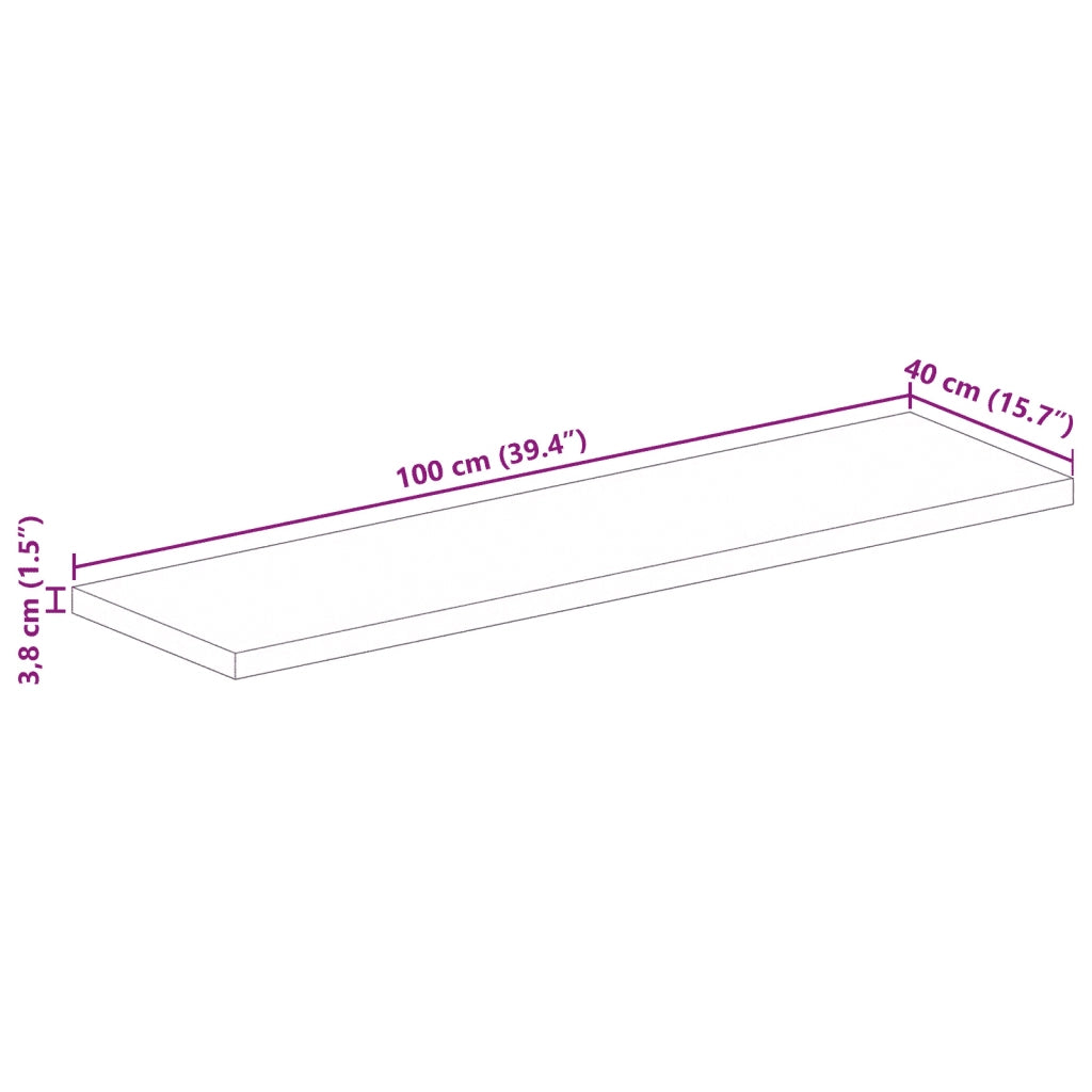 Piano per Tavolo 100x40x3,8cm Rettangolare Legno Massello Mango 371515