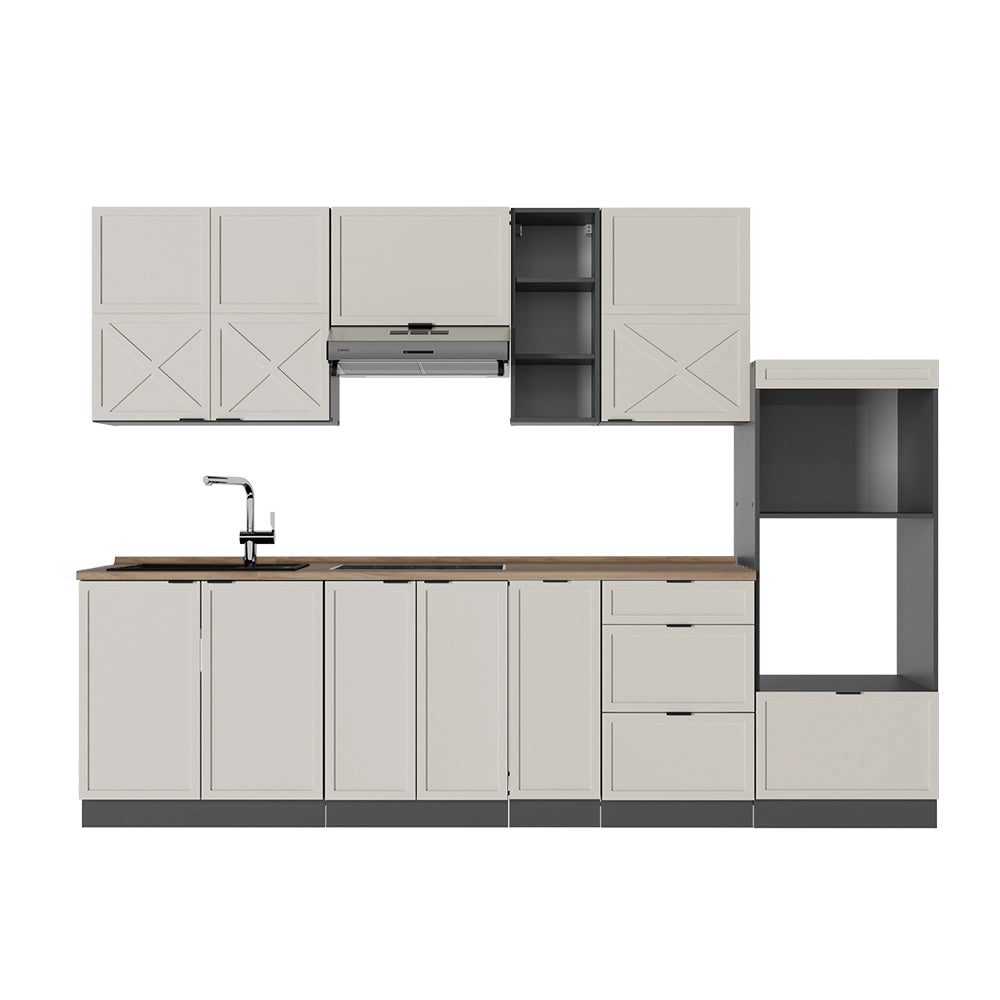 Cucina componibile Fame-Line GrigioBeige/Antracite 280 cm, PL Rovere Vicco