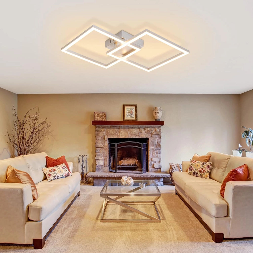 ZMH Plafoniera LED argento 24W 3000K moderna plafoniera quadrata per soggiorno camera da letto corridoio o ufficio