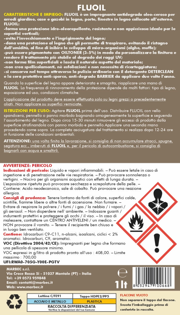 Impregnante per legno esterno FLUOIL   1LTx6Pz