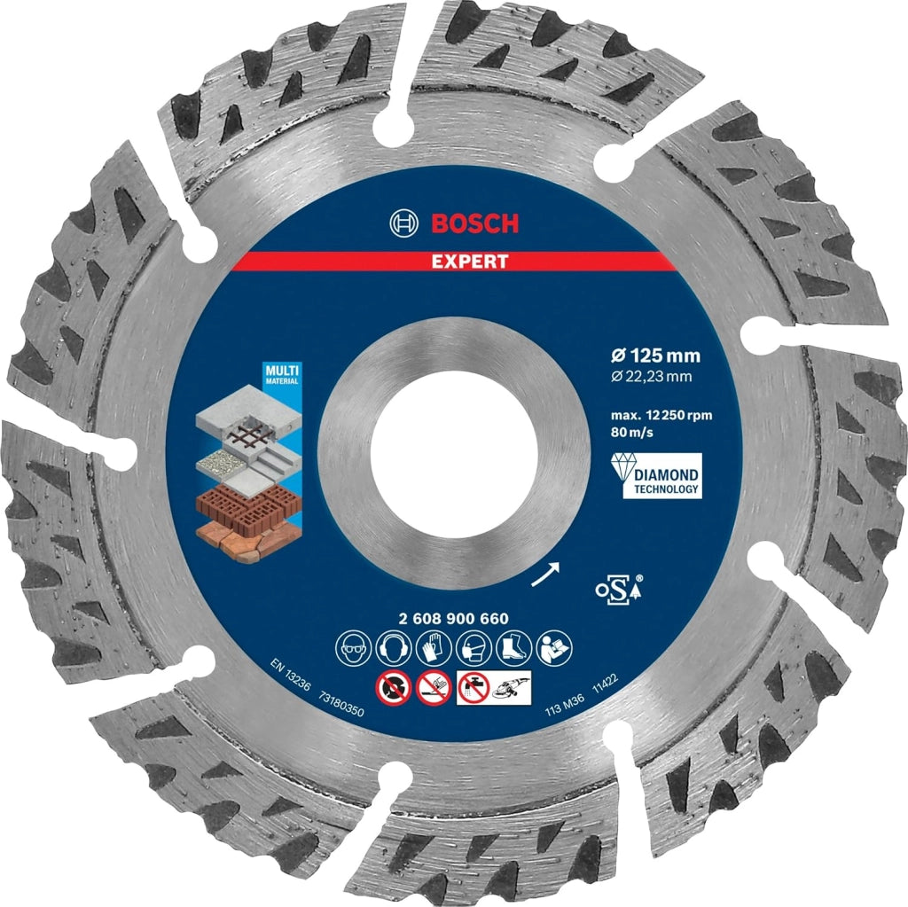 Bosch Professional 1x Dischi diamantati Expert MultiMaterial (per Calcestruzzo, Ø 125 mm, accessorio Smerigliatrice angolare piccola)