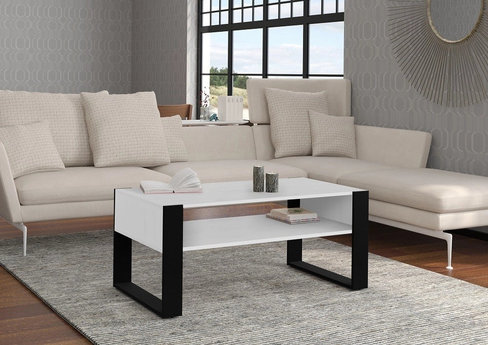 Tavolo Tavolino da caffè con doppio ripiano 110x48Hx60