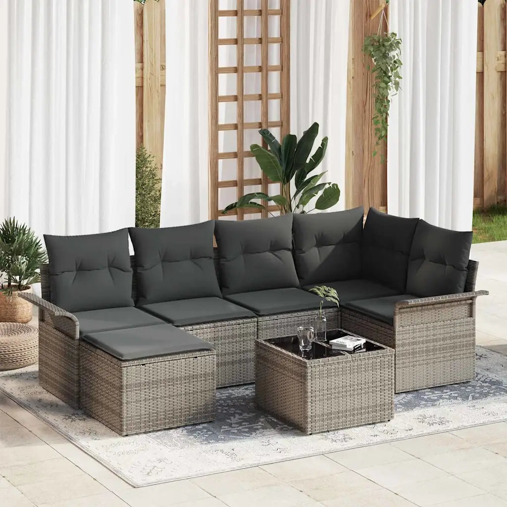 Set Divano da Giardino 7 pcs Grigio polyrattan 3354108