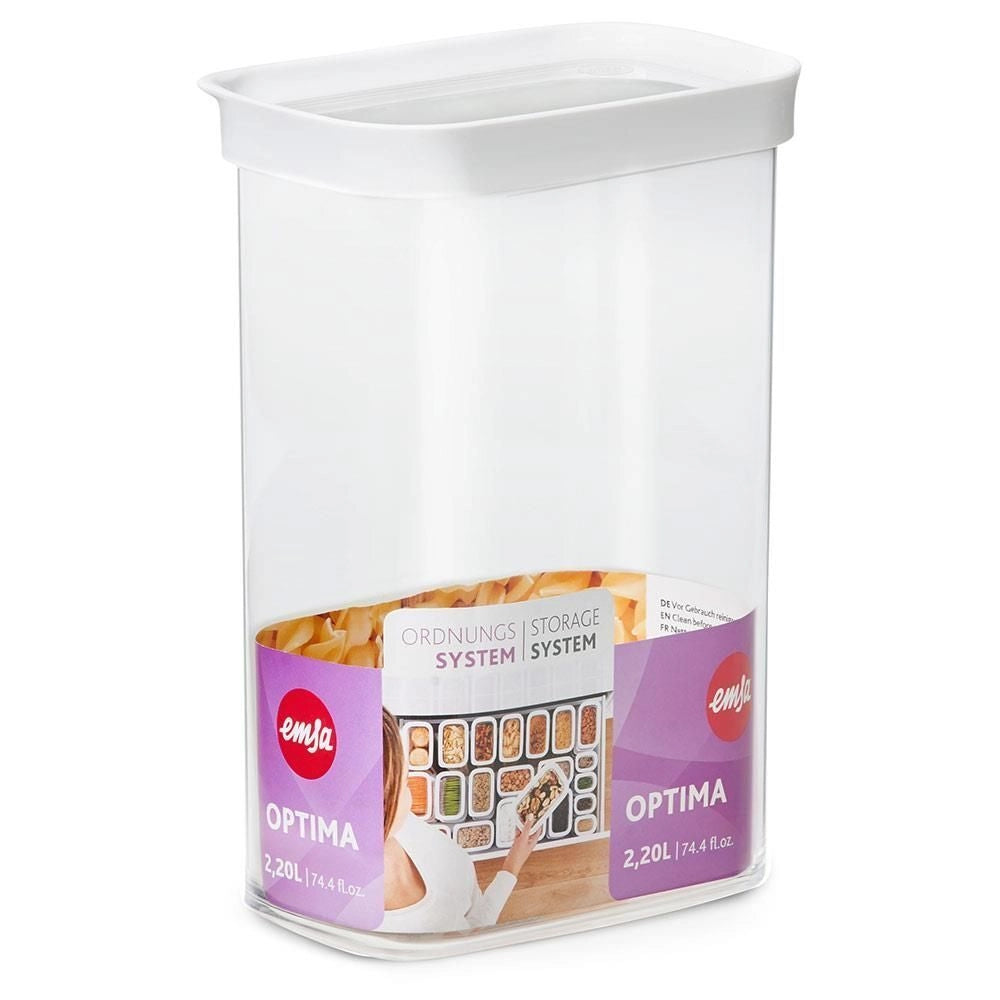 EMSA Optima Rettangolare Contenitore 2,2 L Trasparente, Bianco 1 pz