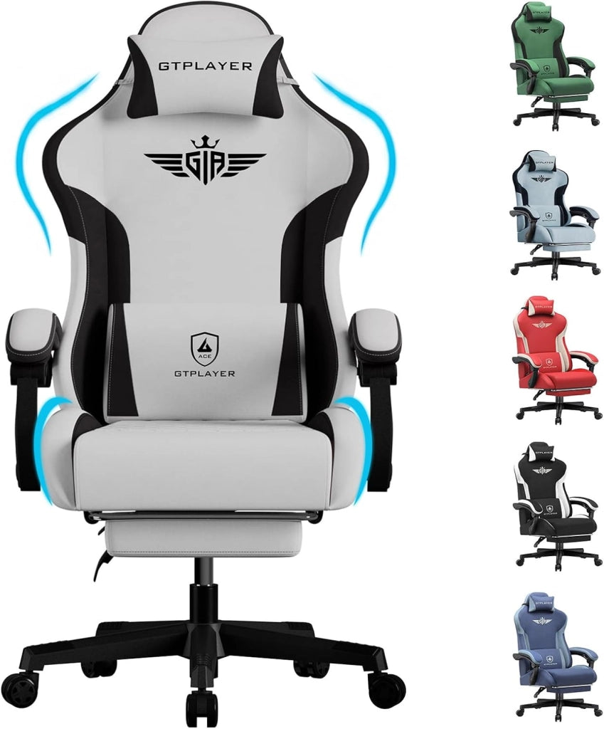 Sedia da gaming, ergonomica, in Tessuto tecnico, con supporto lombare, sedia PC con schienale allargato, portata fino a 150 kg, marrone
