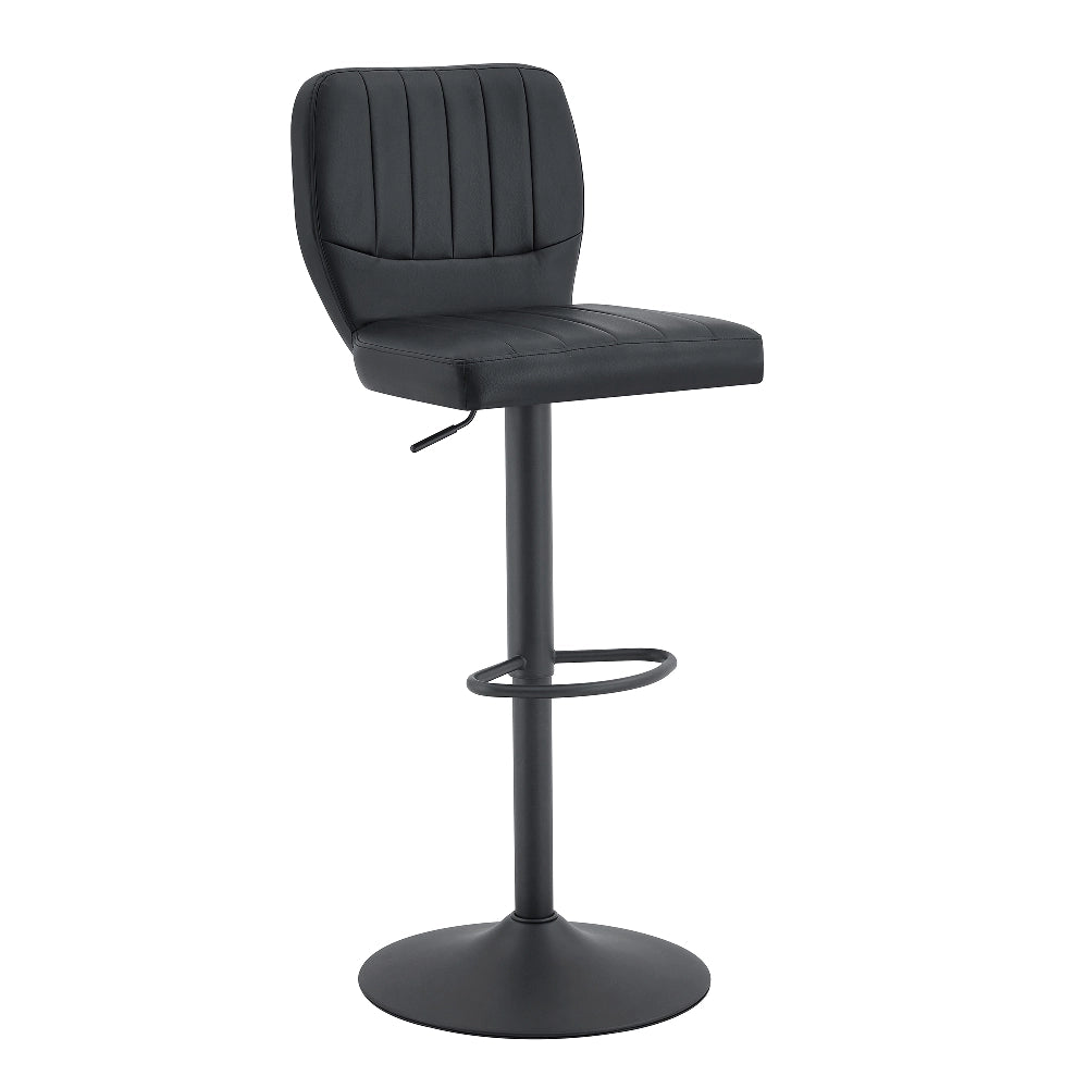 Sgabello da Bar Regolabile ¨C MINIMAL ¨C Ecopelle Nero, Girevole 360¡ã, con Schienale