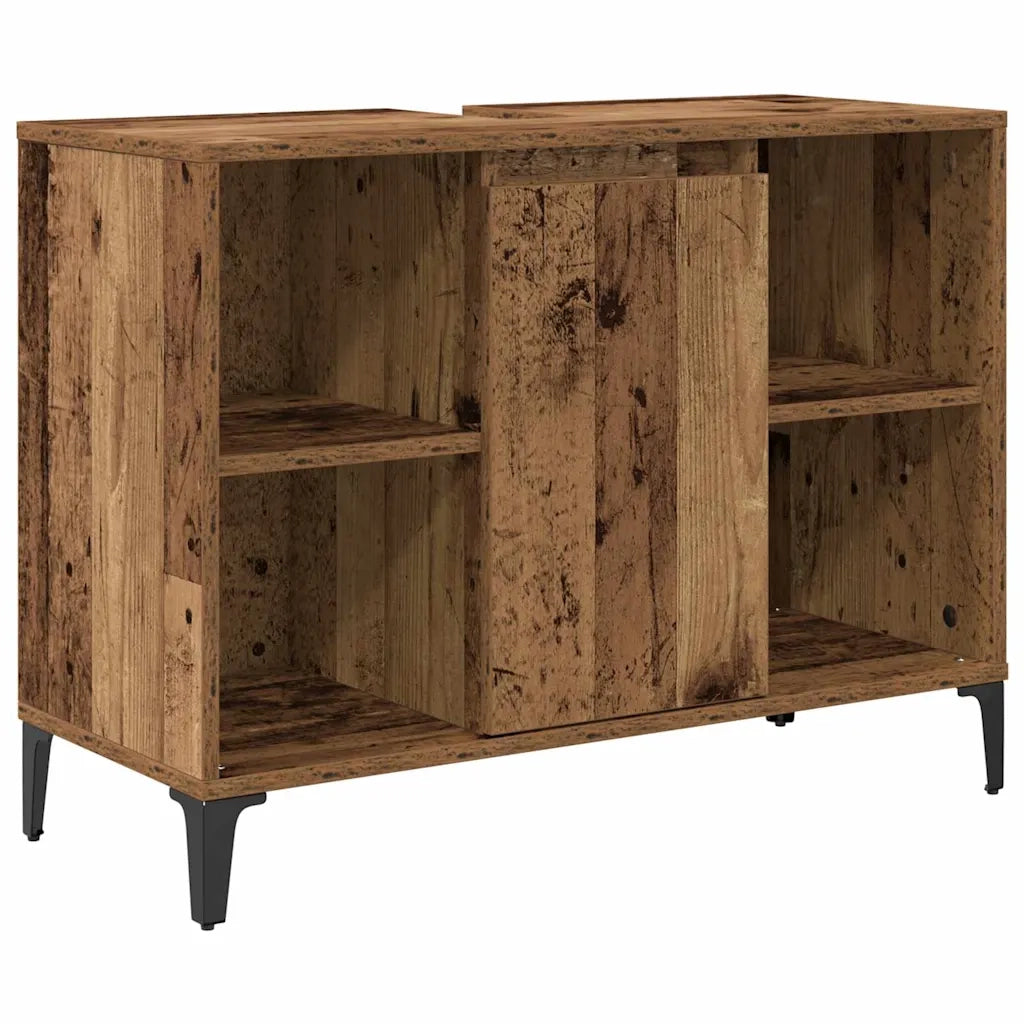 Set di mobili per il bagno con lo scaffale 3 pcs Legno vecchio