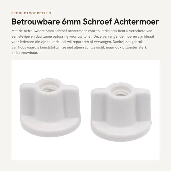 Viti di sostituzione posteriore in plastica - 6mm - pacchetto da 2 - bianco - facile da installare - viti per coperchio di water - con 2 viti